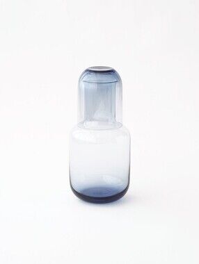 Toyo Sasaki Glass Night Bedside Water Carafe Set Blue